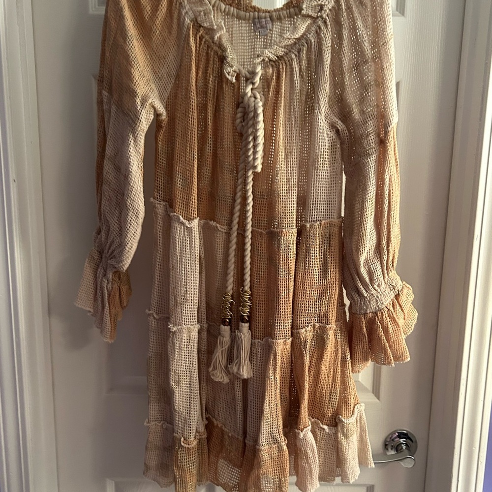 Boho Chic Beige Mini Dress